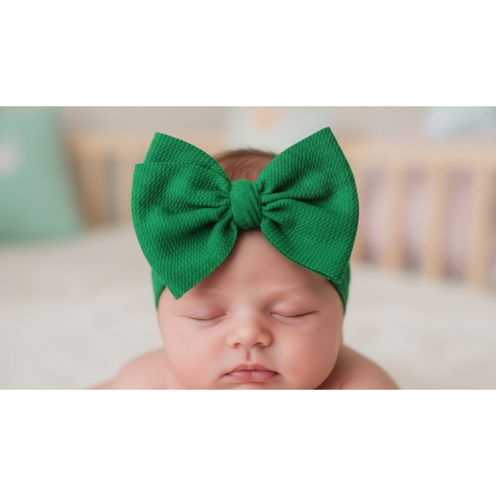 2 Pack Baby Waffle Knit Bow Headbands Red Green Holiday Infant Toddler Accessory